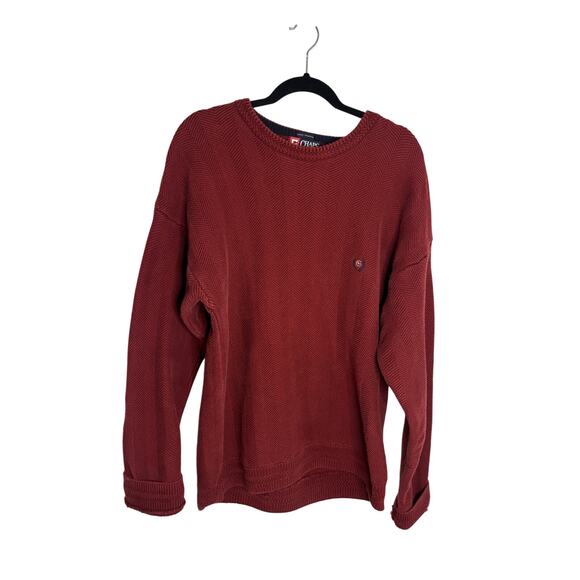 Vintage Chaps Ralph Lauren Hand-Framed Burgundy Cotton Crewneck Sweater Men’s L - Picture 1 of 4